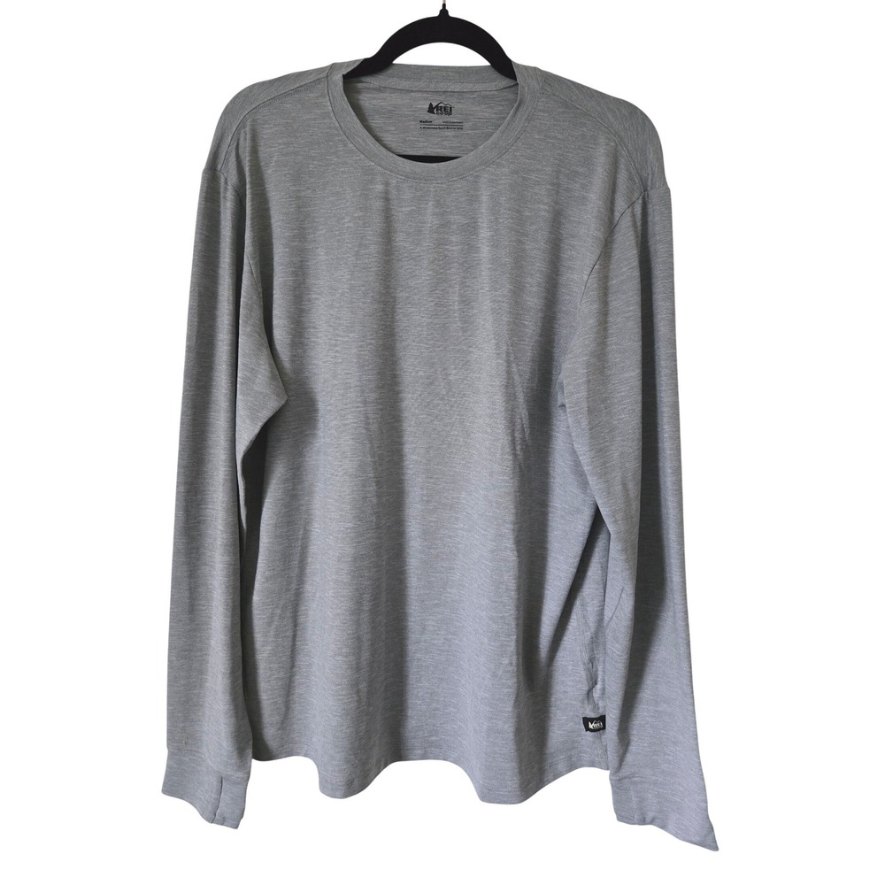 REI Co-op Mens Medium T-Shirt Gray Long Sleeve Performance Wicking Stretch